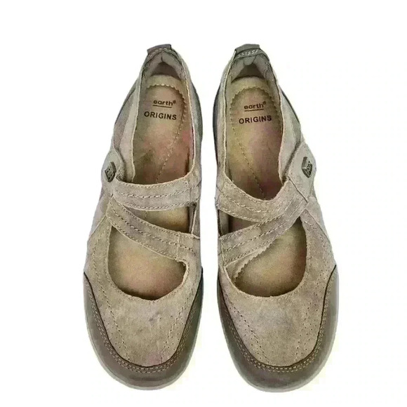 Earth Origins Brown Suede Slip On Mary Jane Loafers Sz 8N - Picture 1 of 13